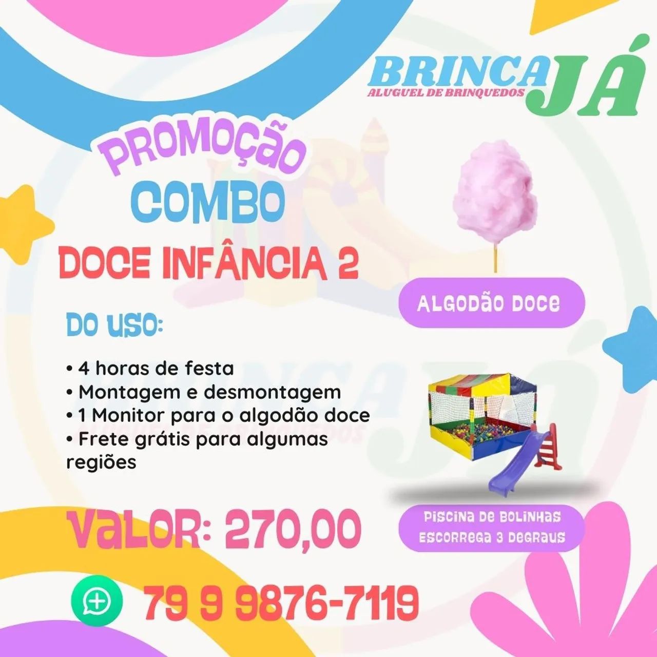 Combo Festa Infantil - Doce Infância 1 - Cama Elástica e Algodão Doce - Foto 3