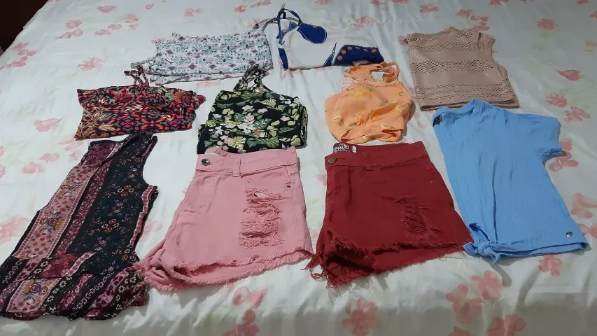 Shorts blusas, menina 12 14 anos