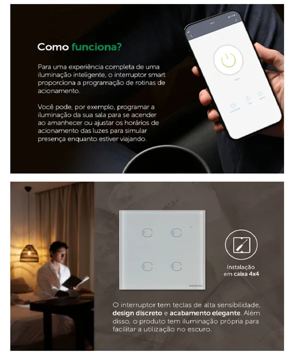 Interruptor inteligente EWS1004 INTELBRAS - Controle sua iluminação com estilo!