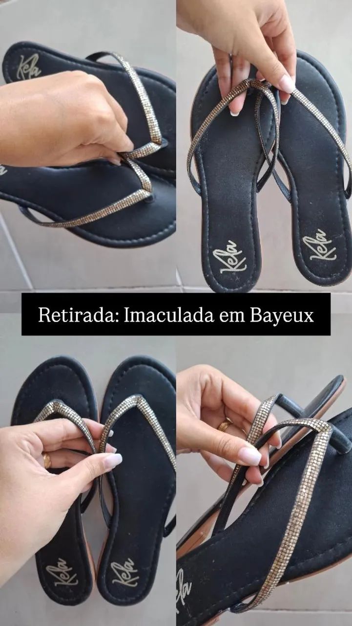 Rasteira Preta Rasteirinhas Com Pedras Rasteirinha Preta Com