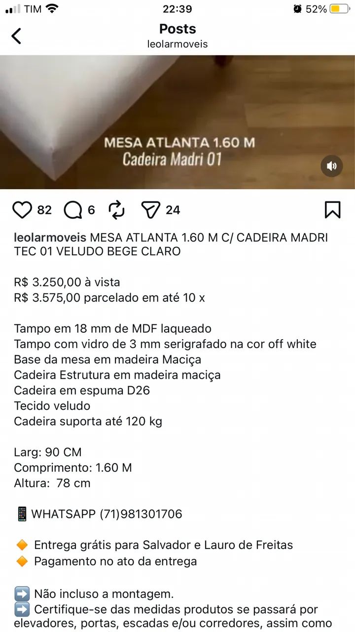 Mesa com 6 cadeiras  - Foto 2