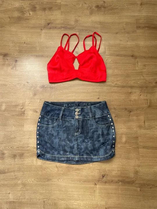 Saia Jeans tam 38 Camuflada  Planet Girls - Foto 3