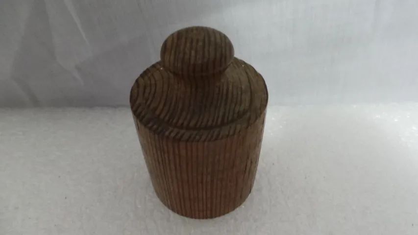 Peso antigo em madeira de pinho de riga estilo para balança lindo e raro!! - Foto 2