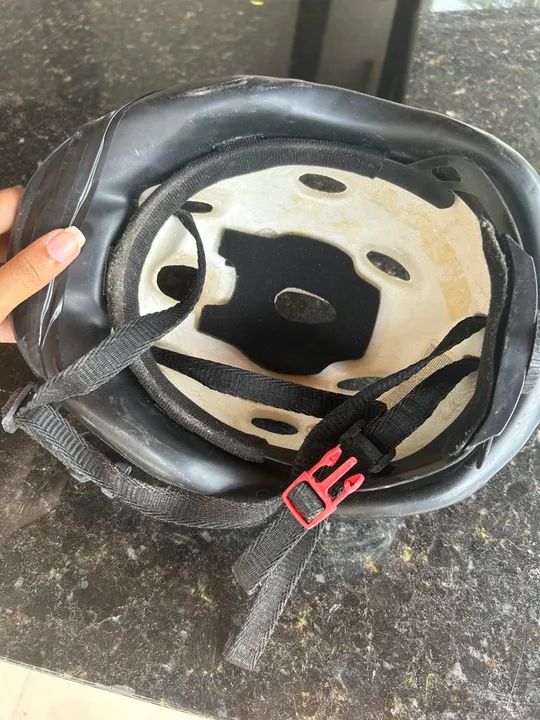 Capacete Infantil para Bicicleta - Azul com adesivos - Foto 2