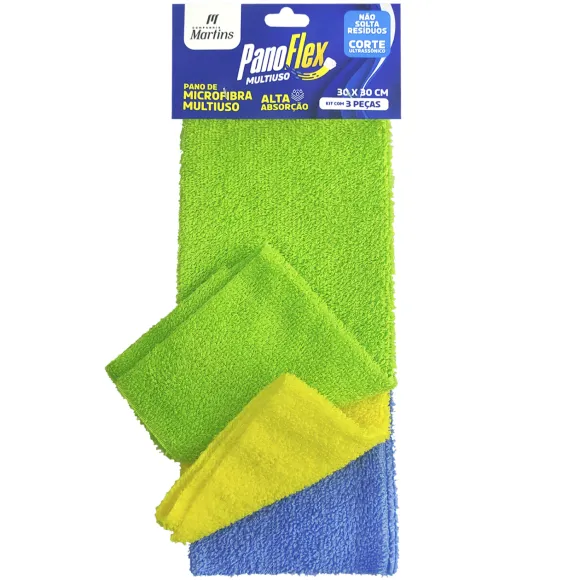 Kit Com 3 Panos De Microfibra - 30x30cm | Super Absorção