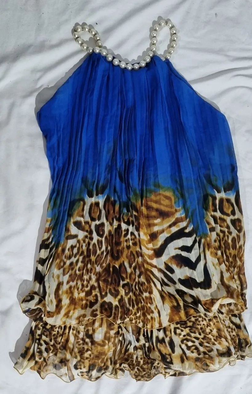 Vestido plissado M com gola em pérolas - Foto 4