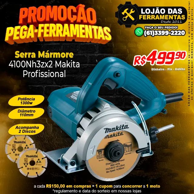Serra Mármore 1300W Profissional Com 2 Discos 4100Nh3zx2 Makita