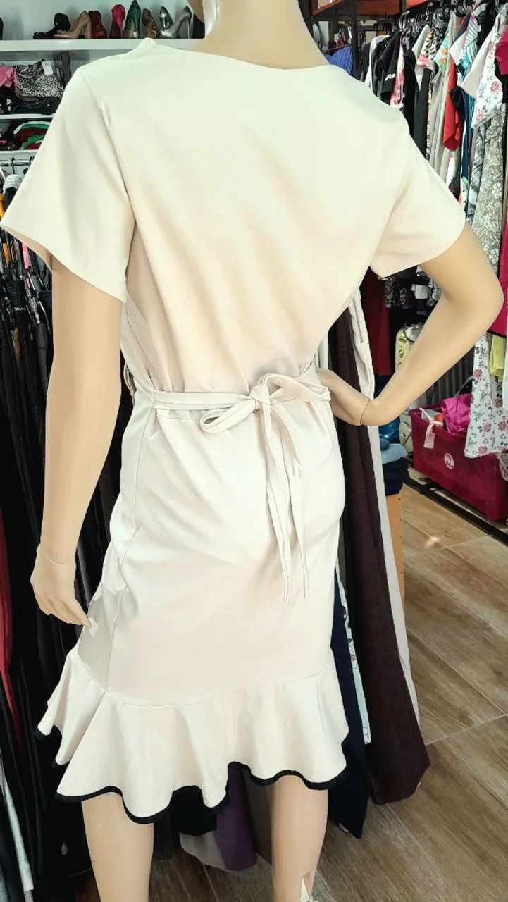 Vestido Bege Elastano Novo Tam.M - Foto 4