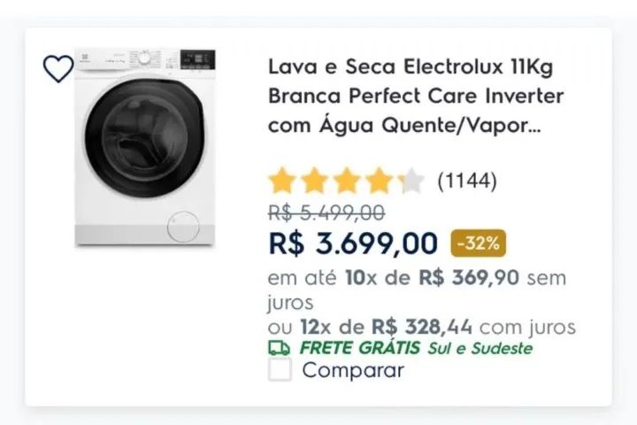 Lava e seca Eletrolux 11kg