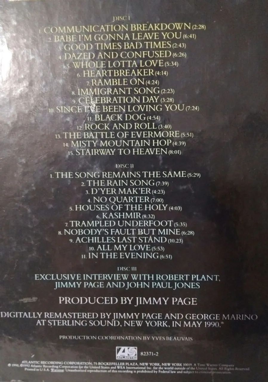 Cd Box Led Zeppelin - Remasters 3 Cd - 1990/92 - Importado - Foto 2
