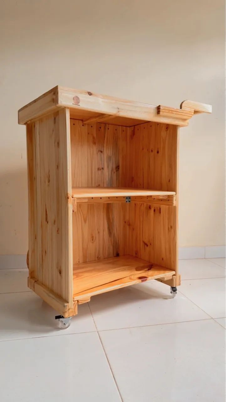 Carrinho Gourmet Desmontável de Pinus - Foto 2