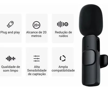 Microfone Lapela Sem Fio Duplo para Celular - Foto 3