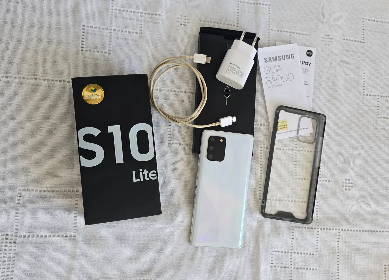 Celular Samsung S10 Lite com carregador, película e capinha