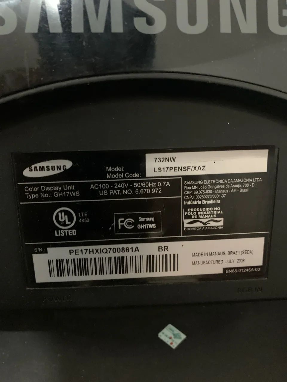Monitor Samsung SyncMaster 732NW 17?