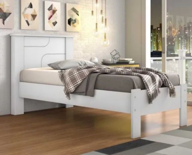 Cama Solteiro Pérola Conquista Branco e Amêndoa  - Foto 2