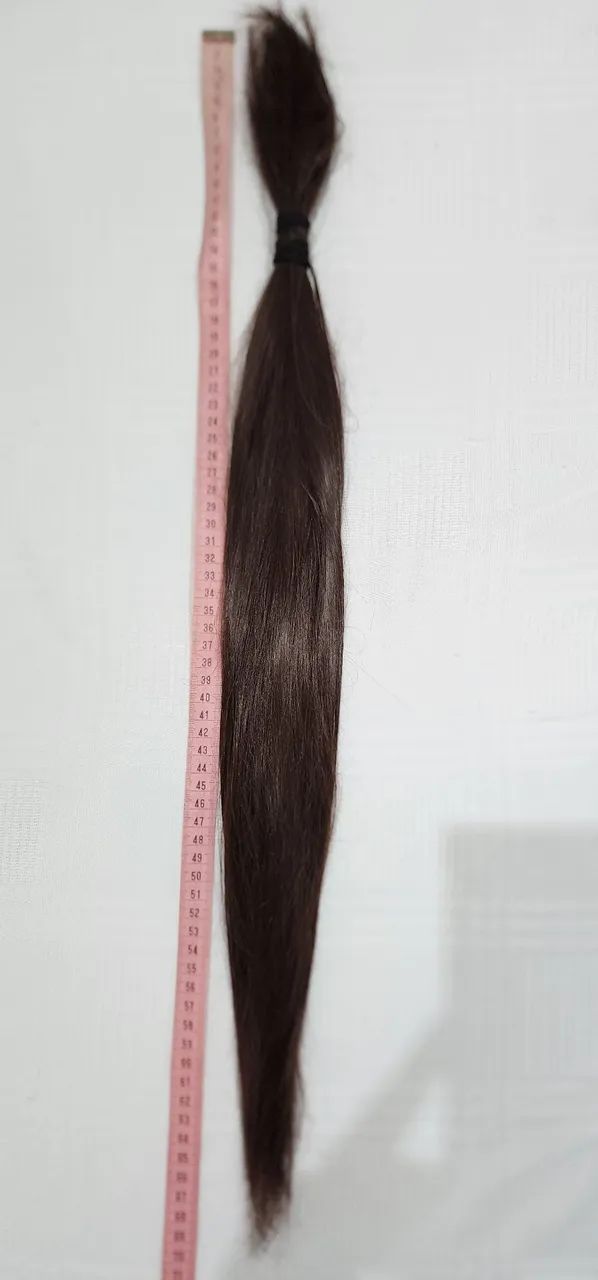 Cabelo castanho liso humano 64cm  - Foto 4