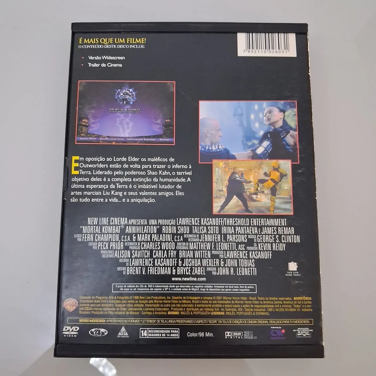 Dvd original snapcase Mortal Kombat 2 A aniquilação