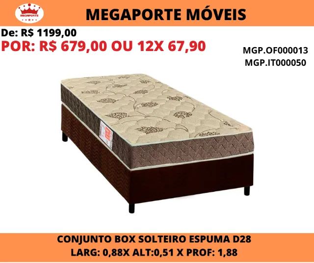 Conjunto Box Espuma D28 Solteiro 
