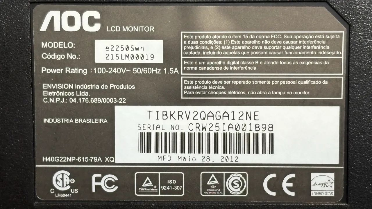 Monitor AOC - NEGOCIÁVEL (mancha na tela mas Funcionando) - Foto 3