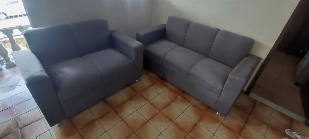 Sofá 2 e 3 assentos Material suede D33 Duravel Confortável Promoção - Foto 3