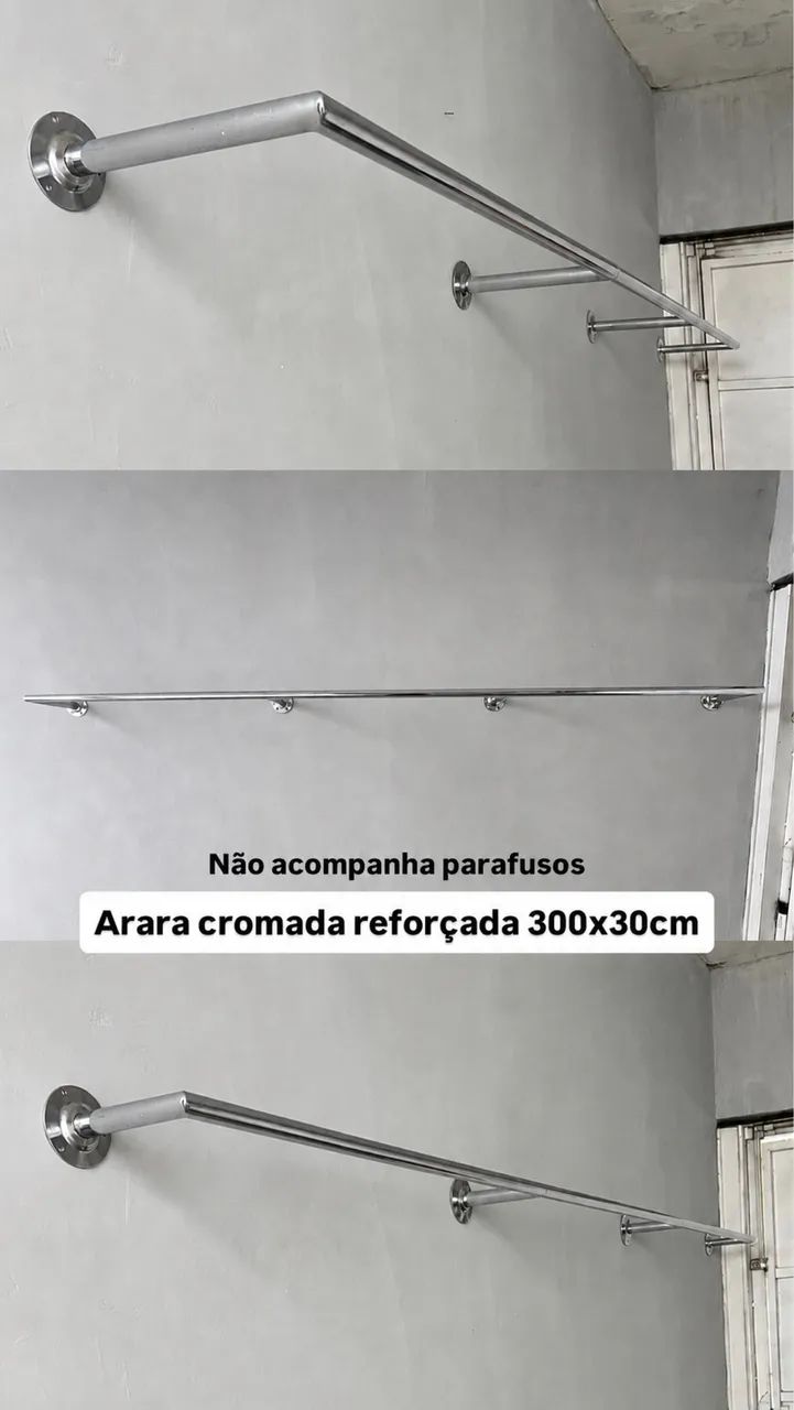 Kit loja completa araras cromadas reforçadas
