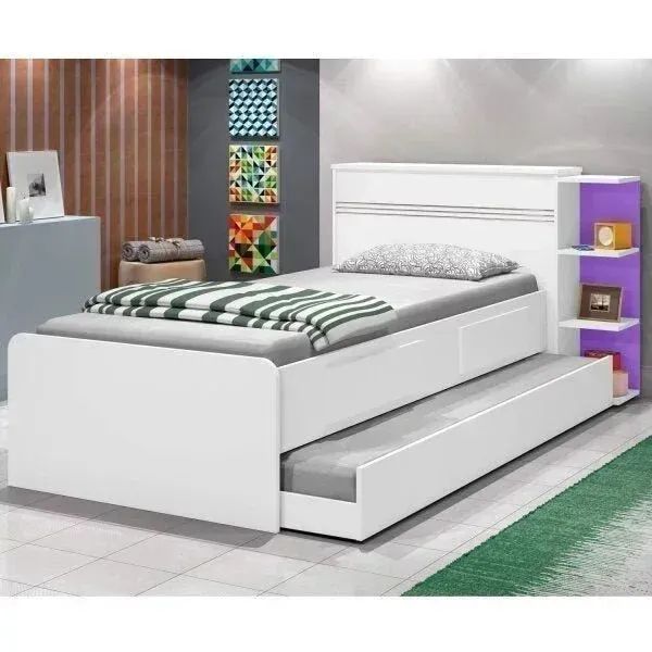 Cama com cama auxíliar - Bicama com baú e duas cavetas + 1 colchão - Foto 3