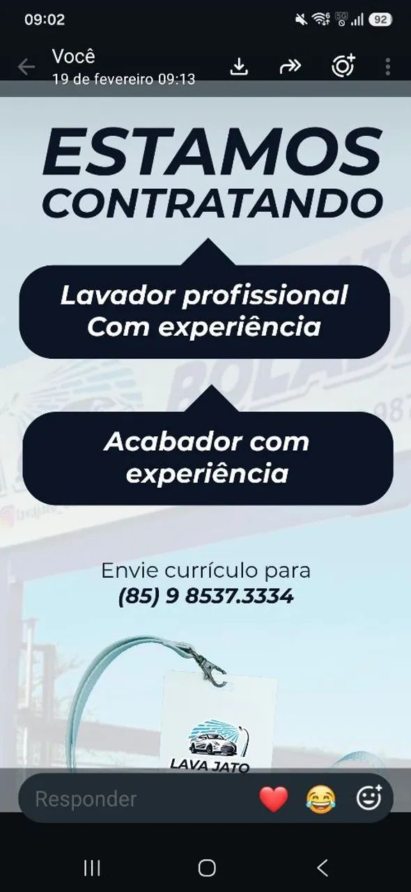 Lavador e acabador com experiência 