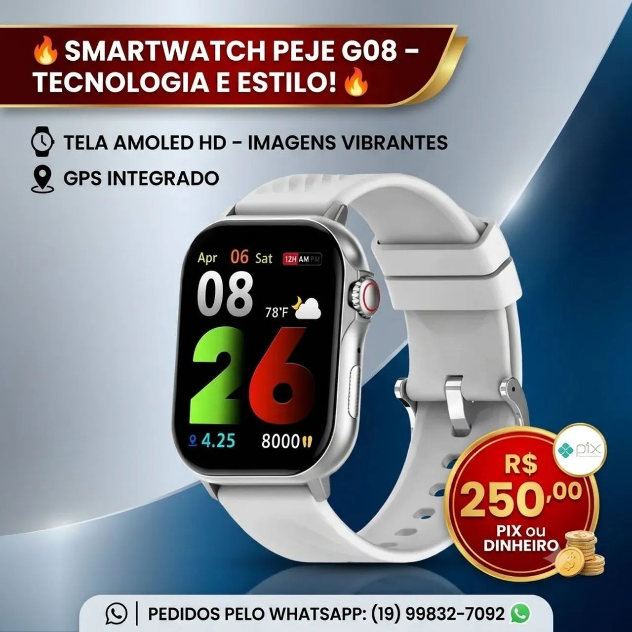 Smartwatch GPS branco  - Foto 5