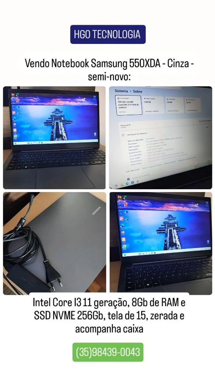 Vendo Notebook Samsung 550XDA - cinza - zerado