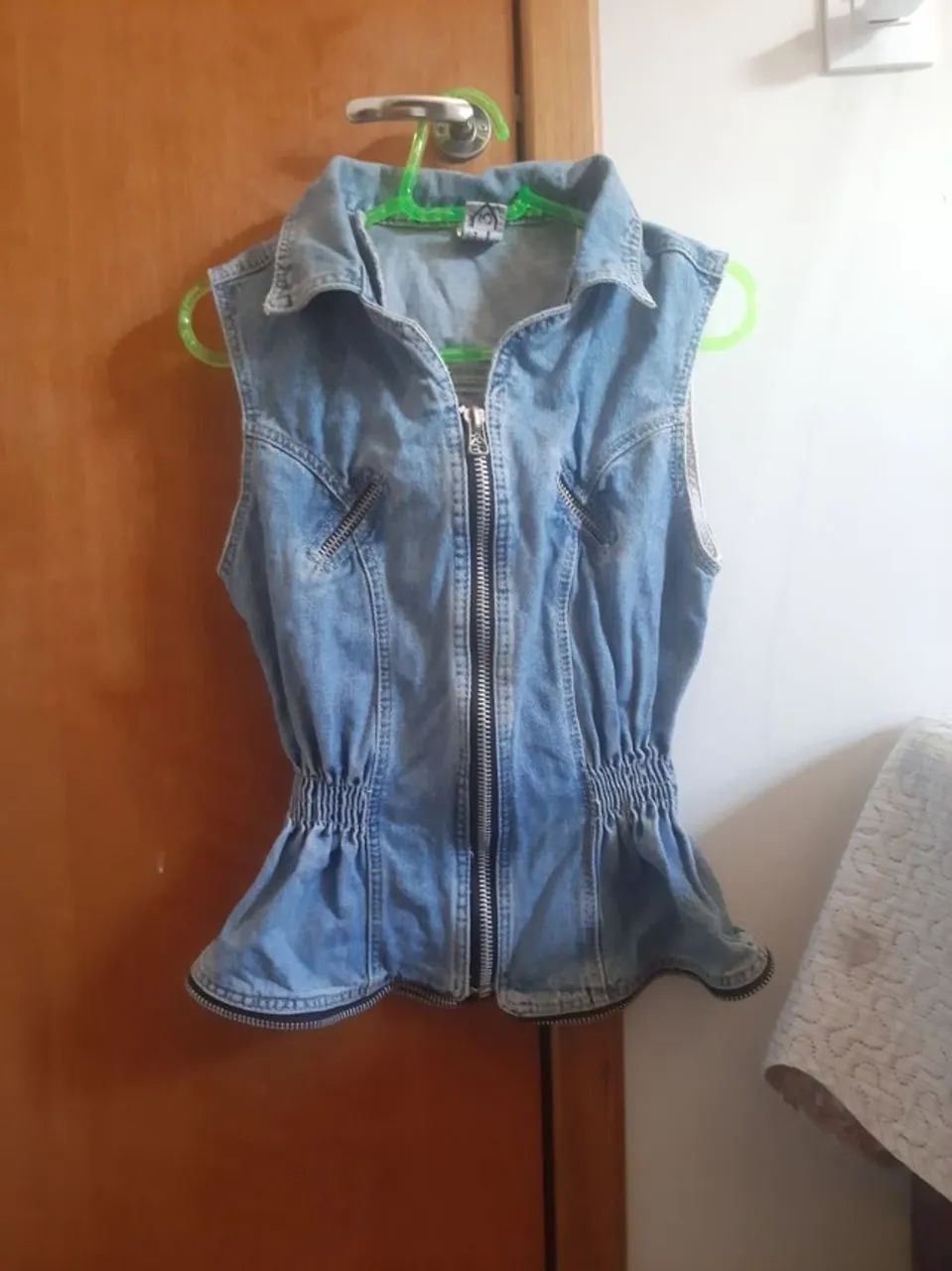 colete jeans acinturado vintage