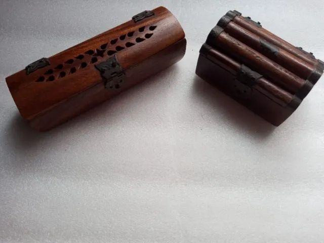Caixas de madeira artesanais - Made in India (13 cm e 8,5 cm)