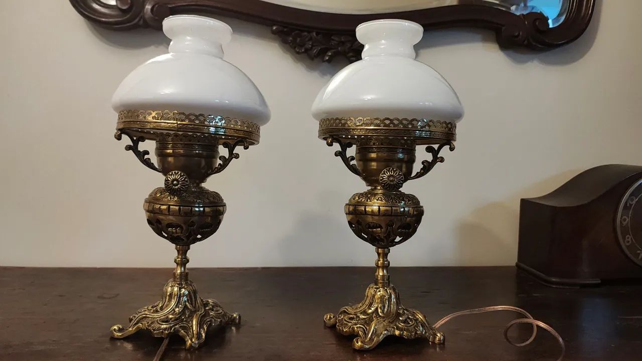 Abajur antigo de bronze - Foto 2