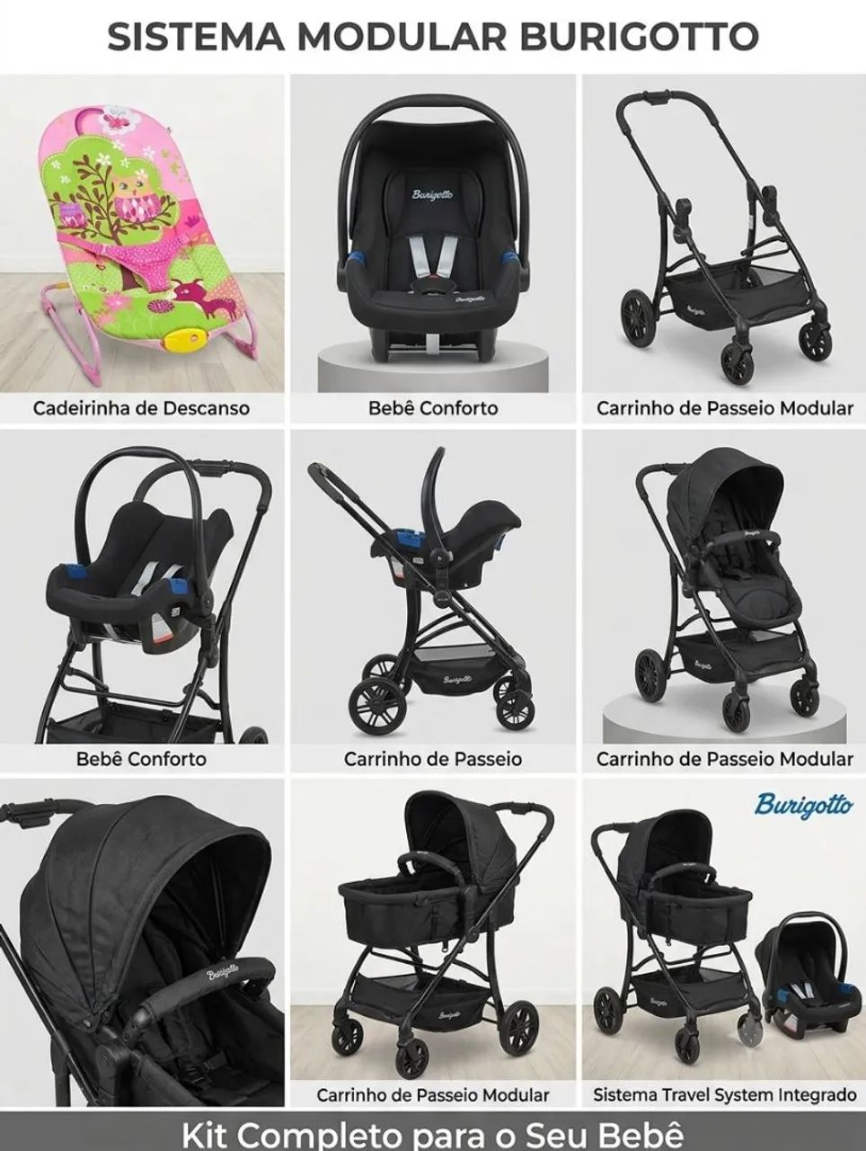 Carrinho de bebê com bebê conforto 