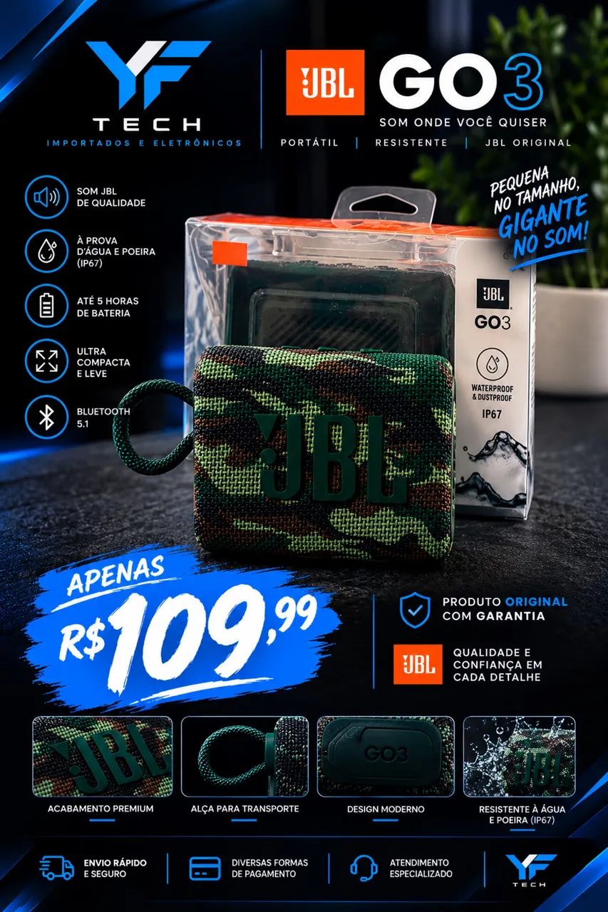 Caixa de Som JBL GO3 - Foto 4