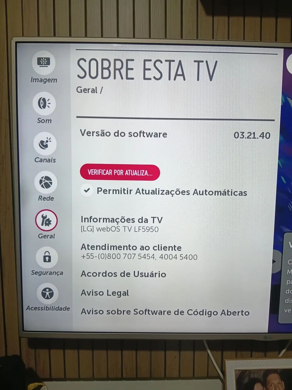 Tv  LG  web OS TV5950 de 55