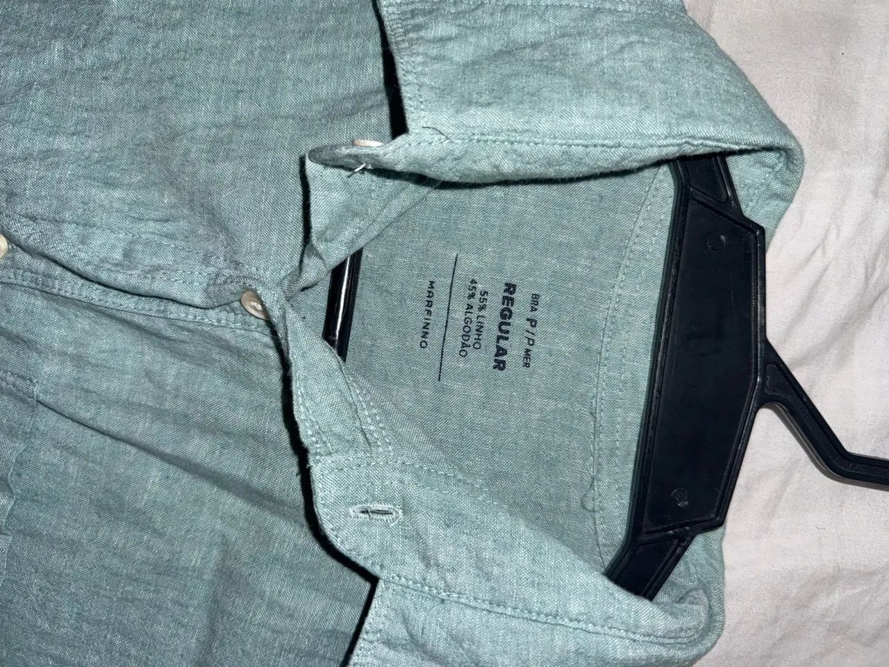 Camisa linho verde claro  - Foto 3