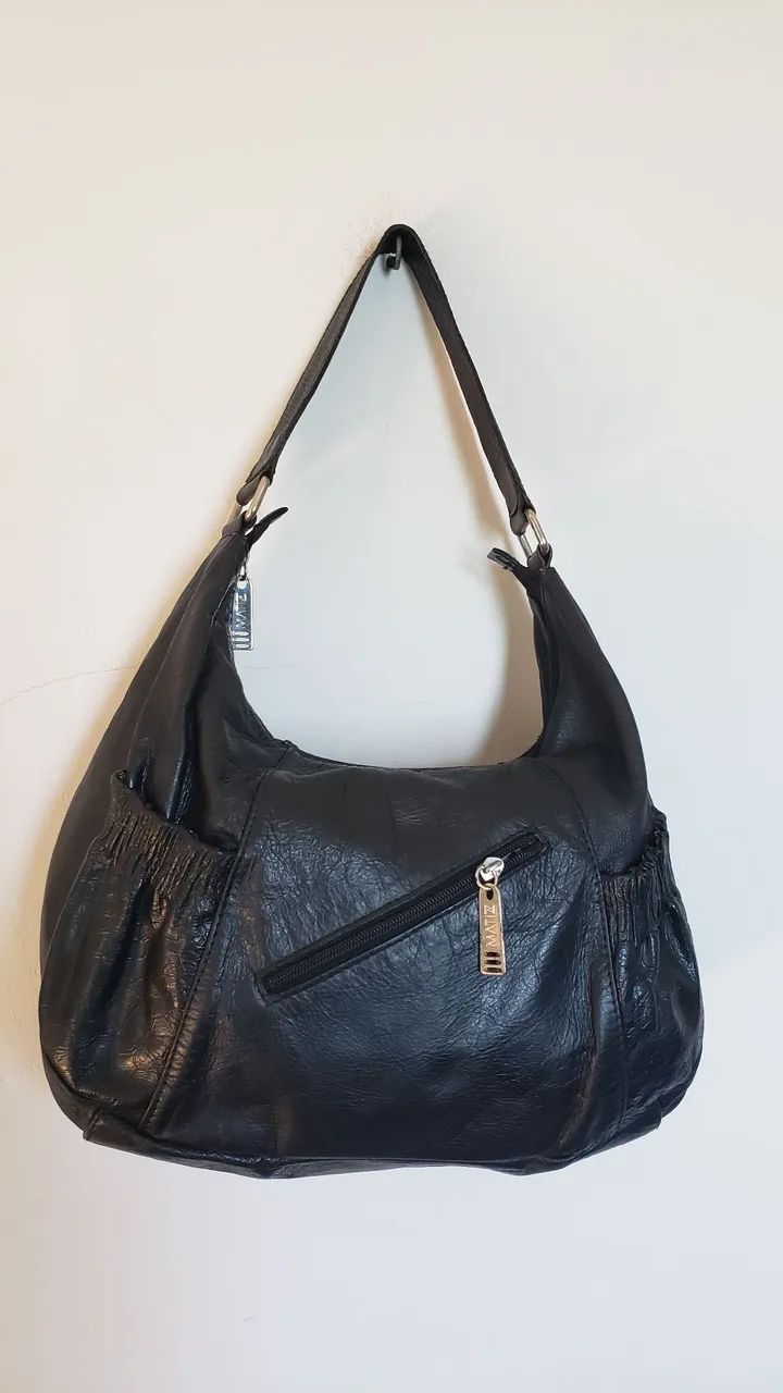 BOLSA DE OMBRO ESTILO CANOA PRETA  - Foto 4