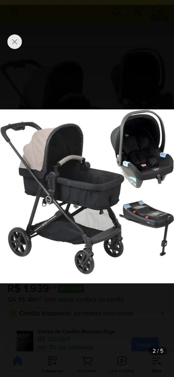 Carrinho de Bebê + Bebê conforto + Suporte Isofix