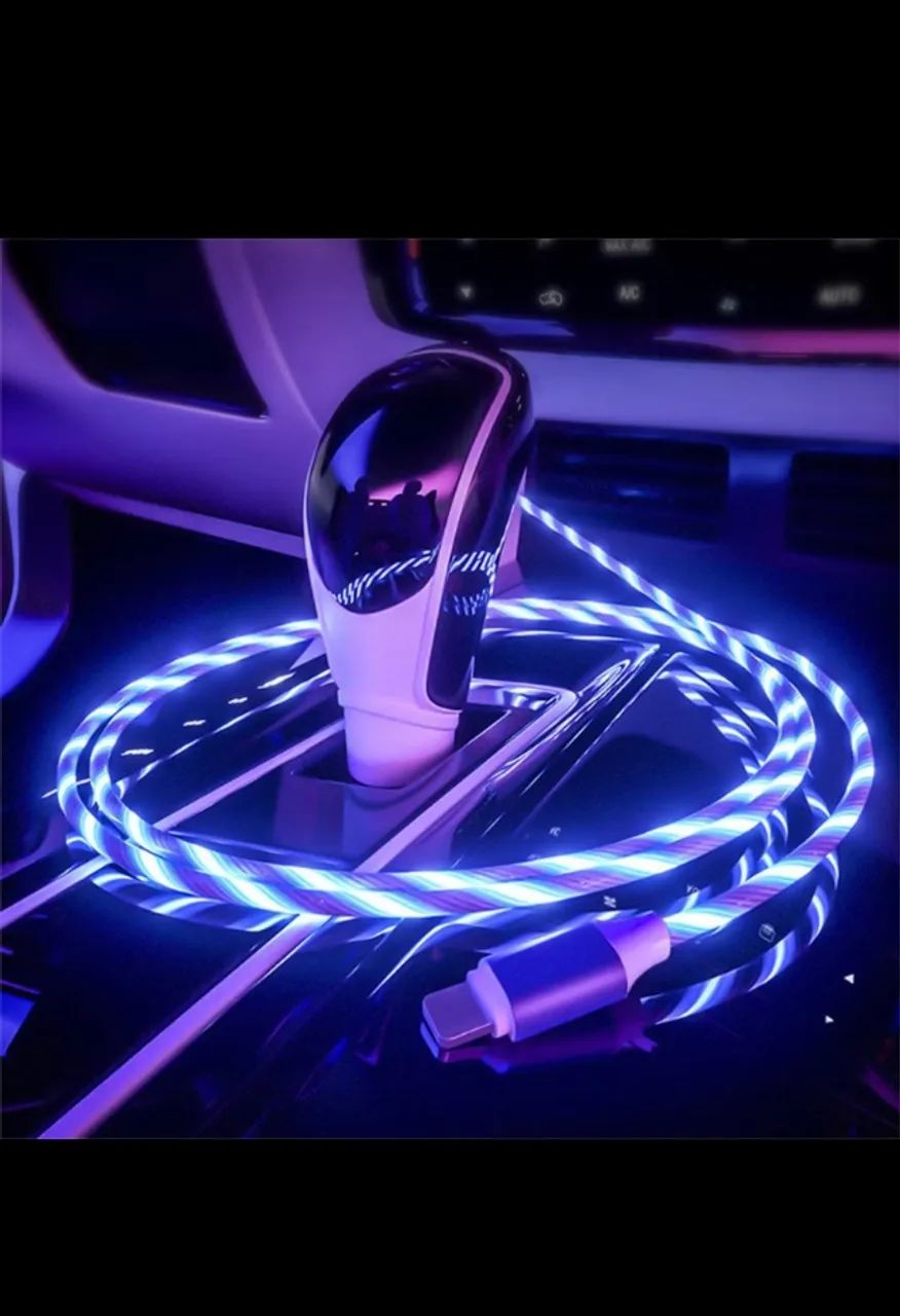 ?Cabo USB 3A LED Glow 1M-De Carregamento De Luz Fluida Luminosa Para Micro E Tipo C , Dado - Foto 2