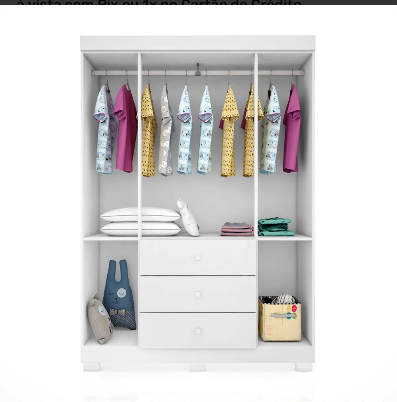 Guarda Roupa Infantil Branco - Foto 4