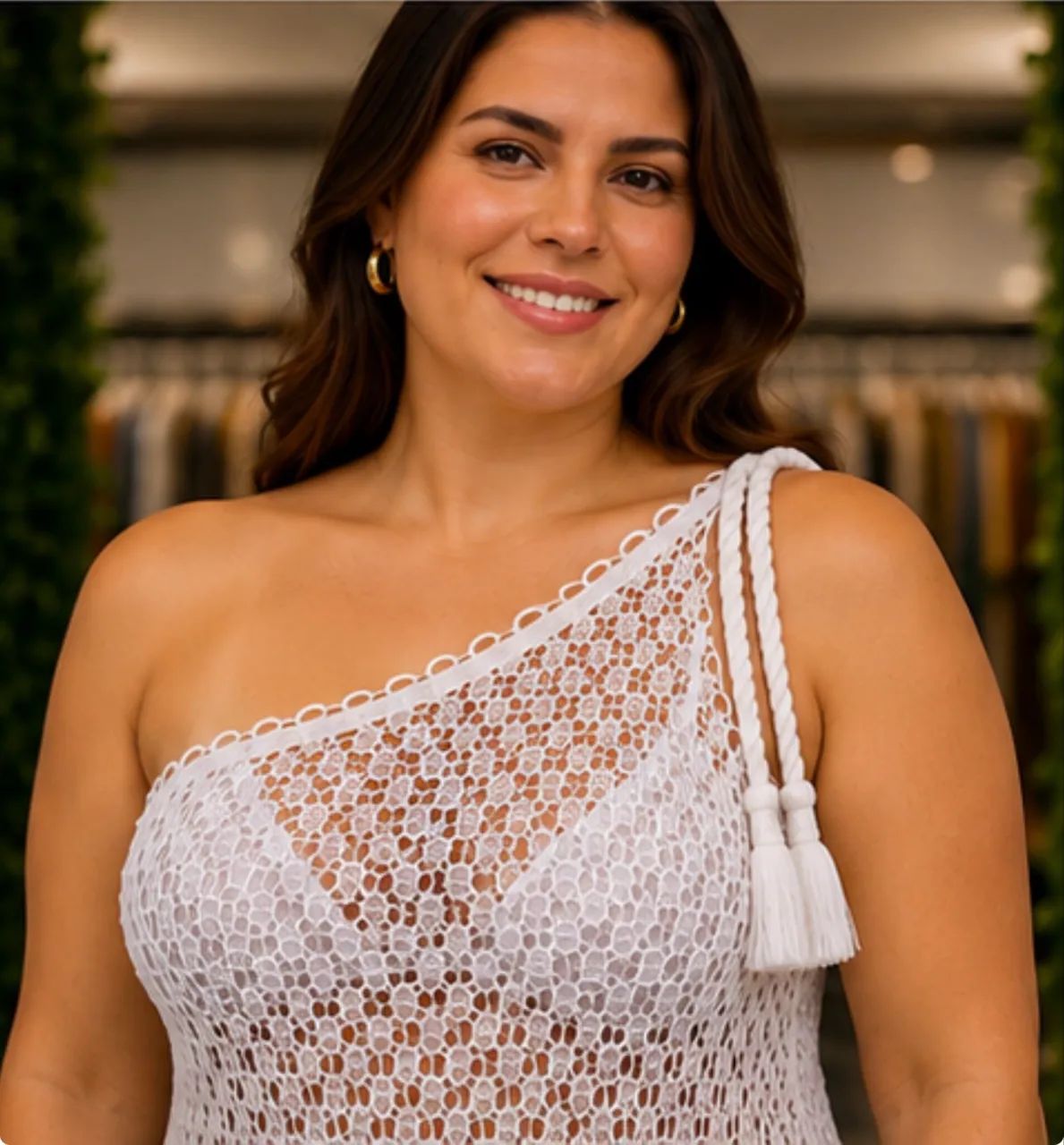Vestido Longo ombro Único Branco Farm  - Foto 3