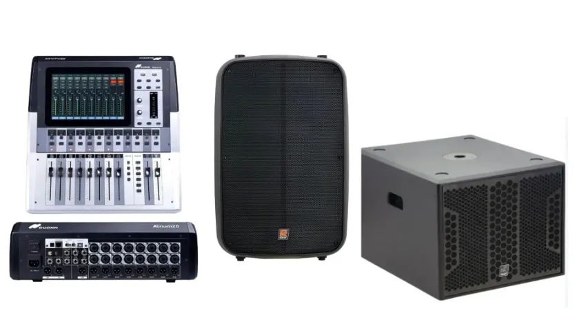 Mesa de Som Digital DUONN Atrium 20 Canais+ Caixa Ativa Staner 300W + Subwoofer 12" Staner