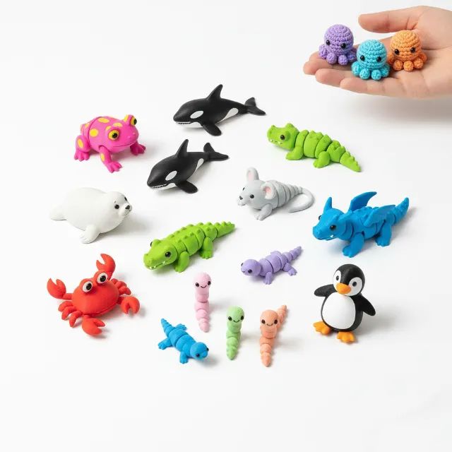 Brinquedo Bichinhos Flexíveis Articulados Animais Baby Kit 5, Brinquedos Articulados - Foto 4