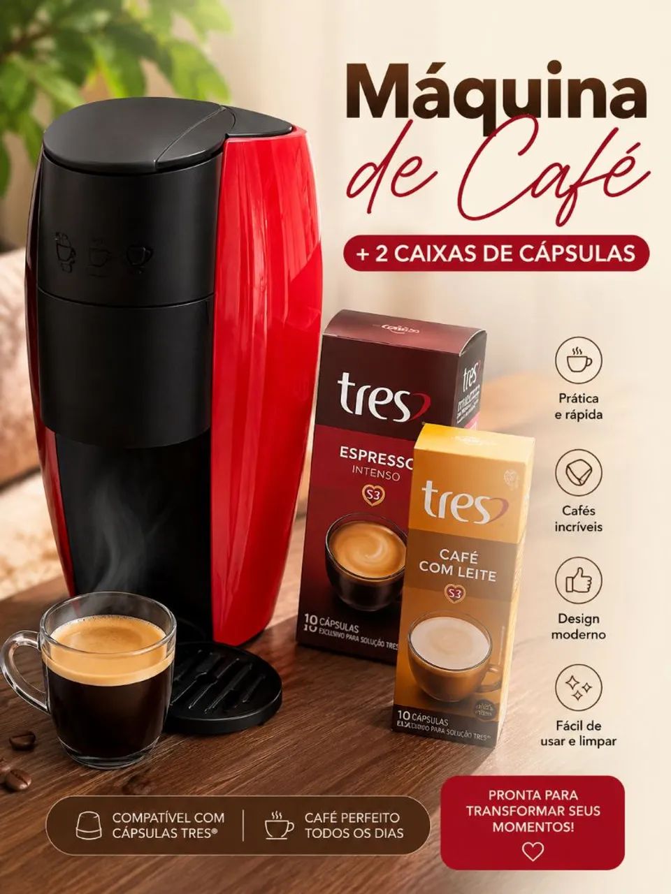 Cafeteira 3 corações