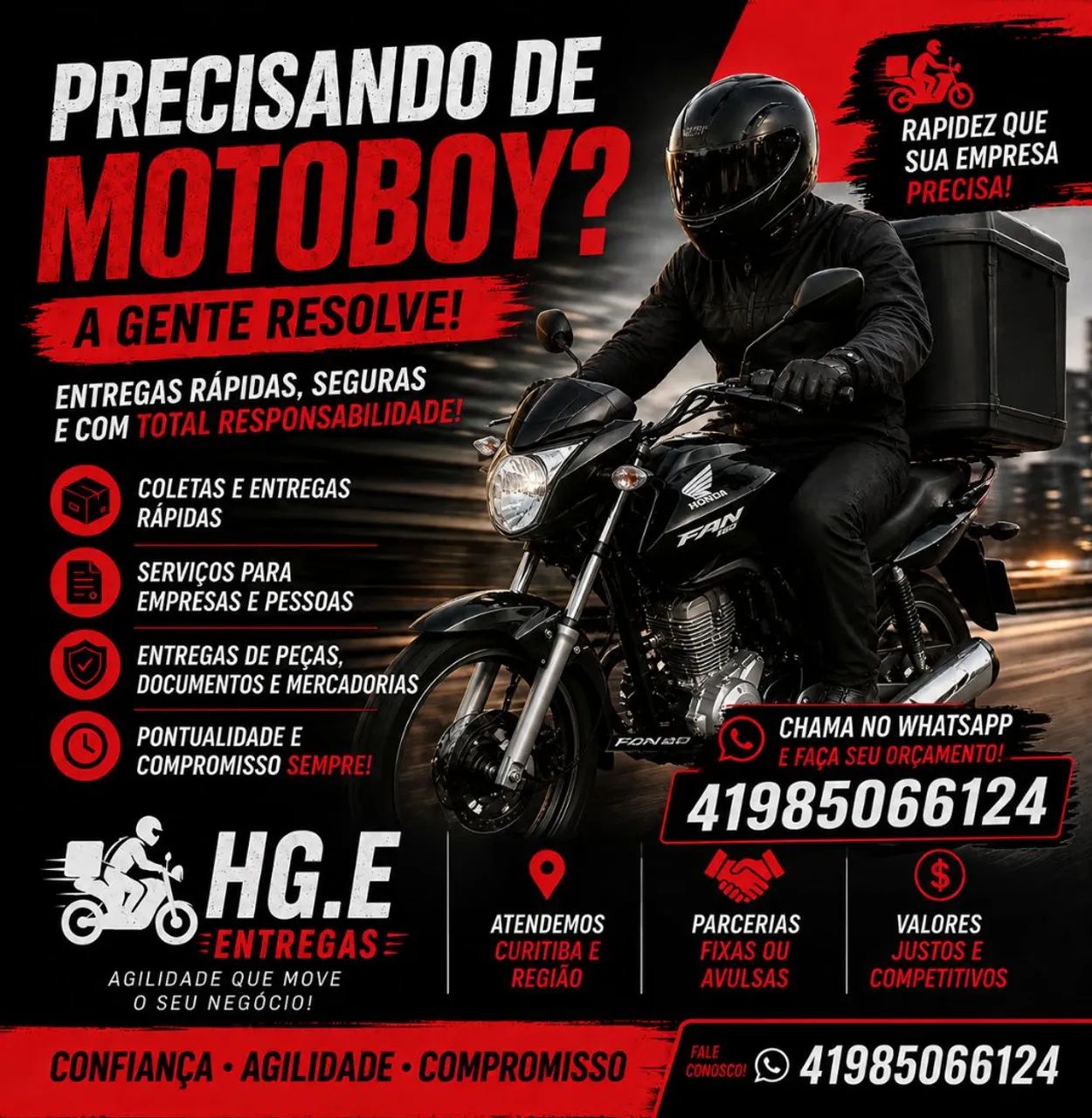 Está precisando de motoboy, Estou disponível 24, hrs