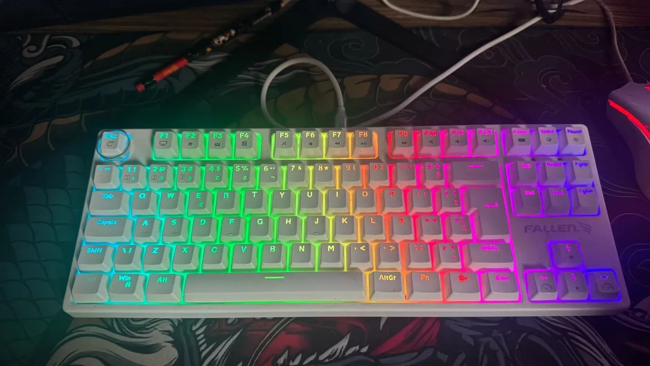 Teclado gamer pantera fallen branco