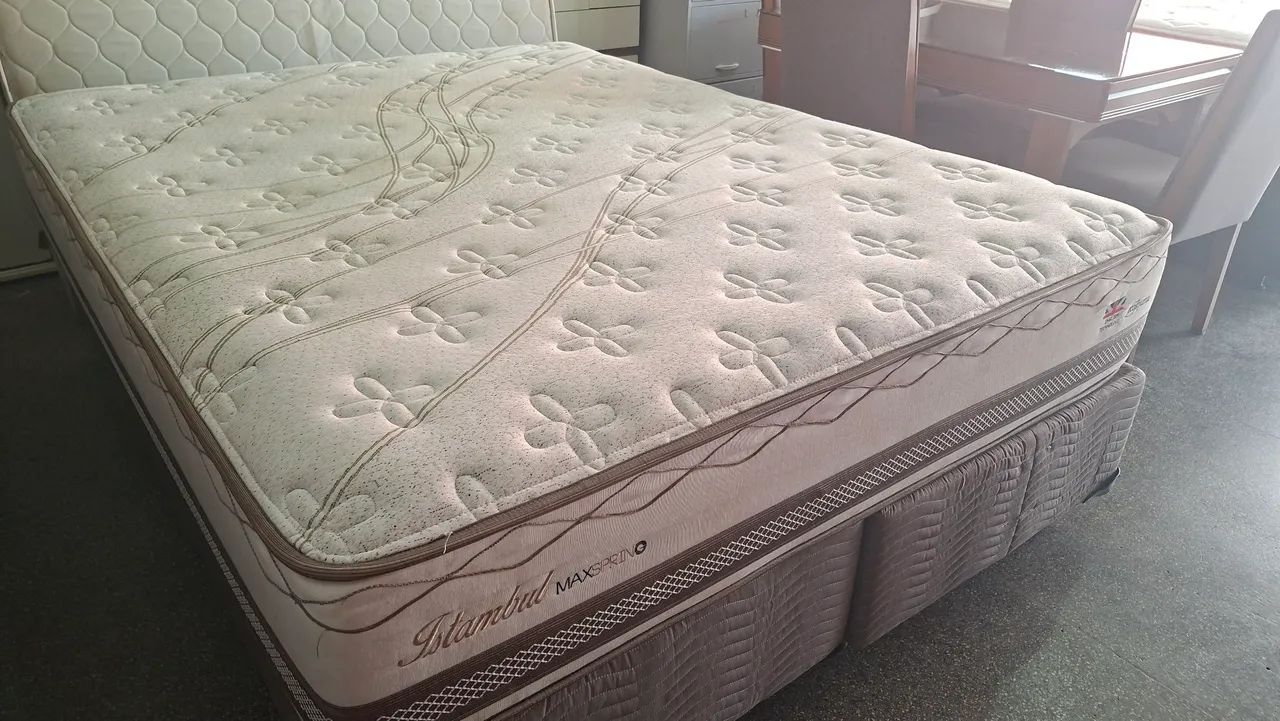 Cama box Queen size colchão herval molas ensacadas bambu  - Foto 3