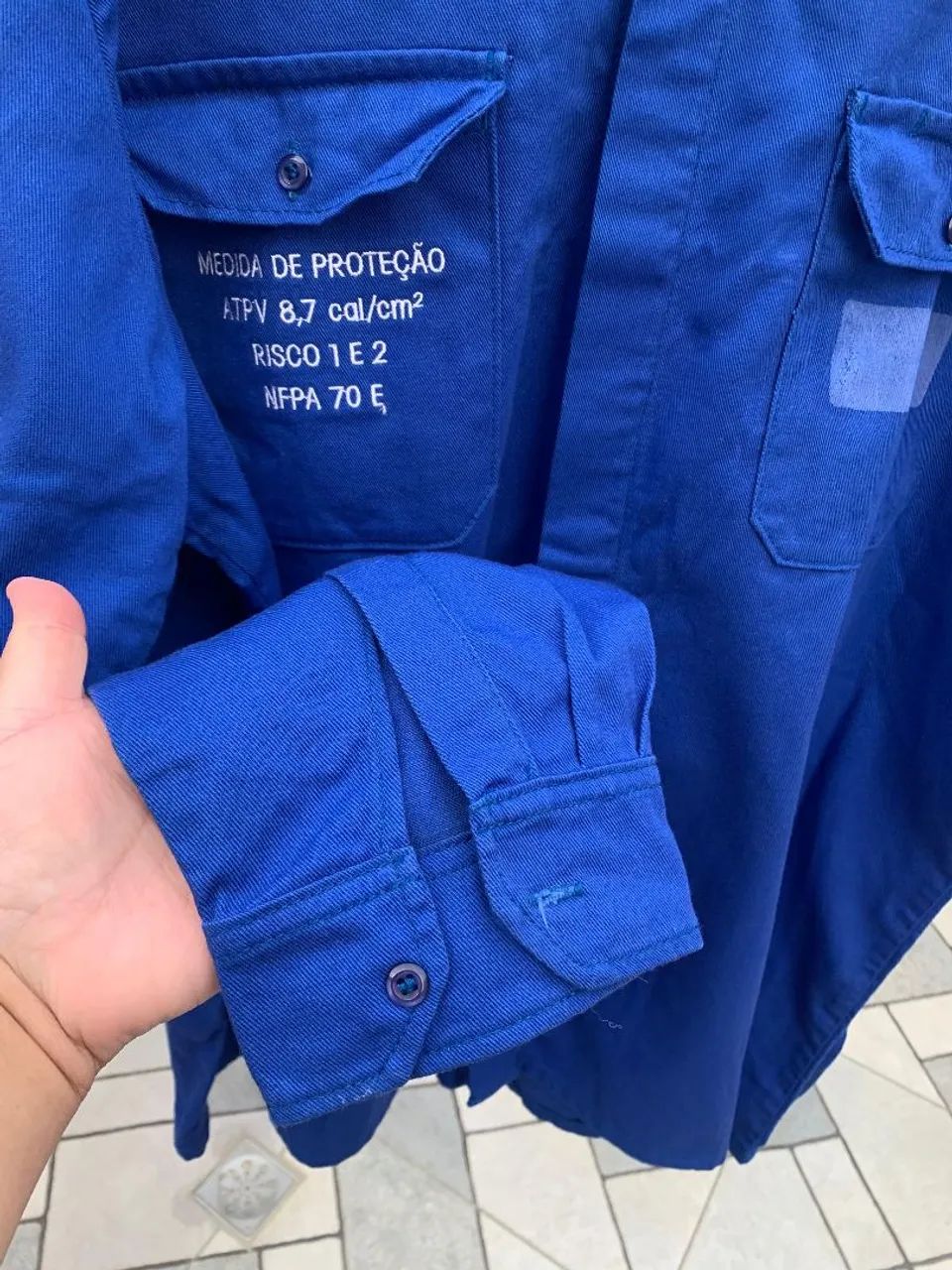 Uniforme Calça e Camisa Azul Eletricista Antichamas 