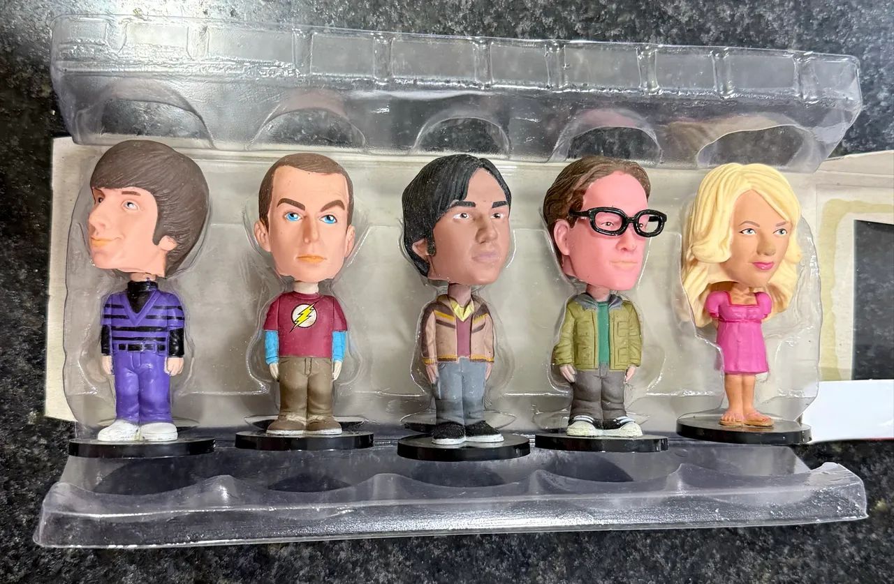 Raro Pack 5 Bonecos The Big Bang Theory Mini Wacky Wobbler - Funko