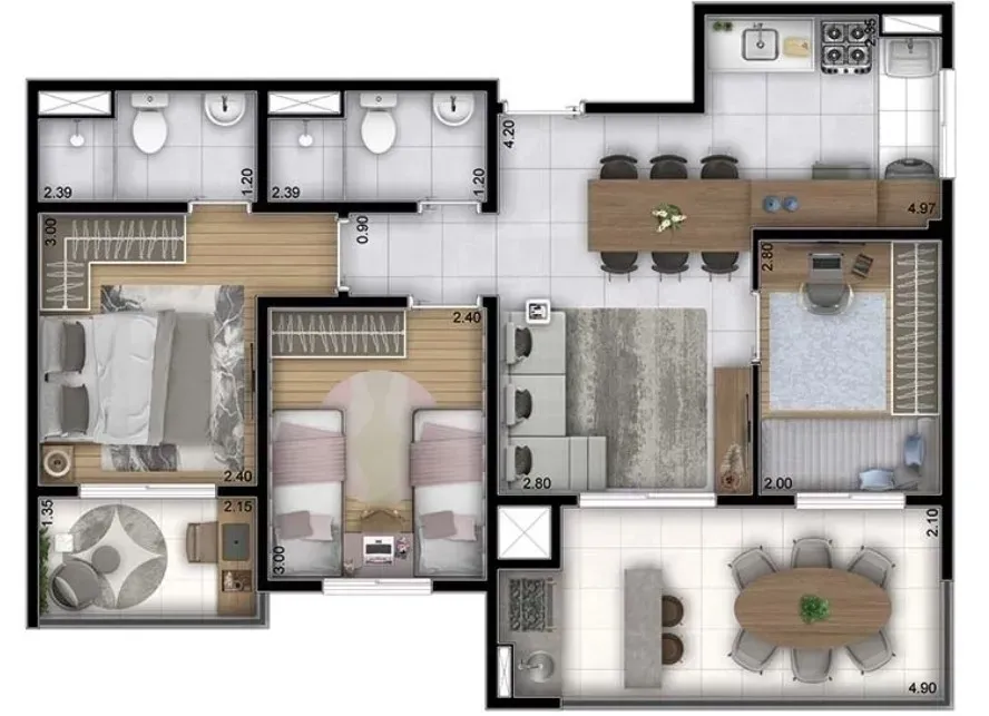 PLANTA 66m²
